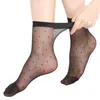 Calzini da donna 5/10 paia Calza elastica ultrasottile traspirante in seta trasparente a pois Calza corta in pizzo antiscivolo sexy femminile