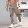 Men's Pants Spring Male Mid Waist Drawstring Long Pant Muscle Men Clothing Zipper Joggers Casual 2024 Stitching Pockets Training