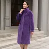 Women's Fur Snow Outerwear Coat Mink Luxury Women Autumn/Winter Selling Knee Length Long Jacket Standing Collar Clothes