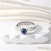 Clusterringen Vintage Blue Evil Eye Finger Ring voor vrouwen Gift Sieraden Hollow Crown Turkse Lucky Verstelbare Party Accessoires Maat 17 Dhvdi