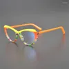 Okulary przeciwsłoneczne ramy kota oko damskie i męskie okulary na receptę na receptę retro octowym kwas optyczny kolorowy