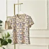 Mulheres Camisetas Alta Qualidade Luxo Velho Dinheiro Estilo Vintage Equestre Impressão Em Torno Do Pescoço Manga Curta T-shirt Slim Algodão Top Fino Feminino