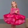 Robes de fille 2023 été à manches longues robe de soirée blanche pour fille enfants dentelle princesse filles vêtements demoiselle d'honneur robe d'anniversaire de mariage 231218