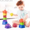 Classificação de aninhamento empilhamento brinquedos bebê sensorial blocos de construção criança montessori brinquedos educativos para 2-4y arco-íris torre chocalhos crianças habilidades motoras finas q231218