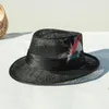 Berets Spring And Summer Linen Top Hat Feather Decoration British Style Fashion Versatile Solid Color Breathable Sun Wedding