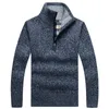 Felpe con cappuccio da uomo Felpe autunno spesso caldo lavorato a maglia pullover solido manica lunga dolcevita maglioni mezza zip pile invernale maglione comodo abbigliamento 231218