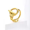 Partihandel Anpassade modesmycken Dainty 18K Guldpläterad fingermycker Kvinnor 316L Rostfritt stål Chunky Link Chain Heart Rings