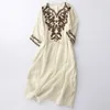 Dresses Limiguyue Cotton Linen Bohemian Beach Dress Women Summer Aline Long Embroidery Dresses Slim Retro Casual Vestidos Soft U360