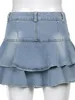 Vestidos fairycore estética denim mini saia com babados grunge y2k azul bonito saias plissadas cintura alta estilo coreano trajes femininos