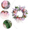 Decorative Flowers Festive Christmas Wreath Front Door Decoration With Bow Decor