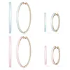 Hoop Earrings 20mm 40mm Enamel Band Huggie Gold Color Wholesale Fashion Jewelry