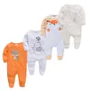 Rompers Kavkas Baby Boy Rompers 3/4 Pcs/lot Newborn Cotton Girls Clothes Long Sleeve Summer Soft Jumpsuit O-neck 0-12m Onesie ClothingL231114