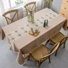 Tischdecke im pastoralen Stil, Baumwolle und Leinen, rechteckig, Flaggenmatte, Kaffeefarben F6A2797