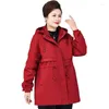 Women's Trench Coats Lining Windbreaker Coat Oversized 9xl Spring Fashion Cotton Hooded Jacket Loose Casual Female Long Overcoat