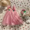 Girl Dresses Toddler Girls Sleeve Solid Color Tulle Dress Dance Party For Size 8 Chambray And