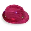 Chapeaux de fête LED Jazz Chapeaux Clignotant Lumineux Fedora Caps Casquette À Paillettes Déguisement Danse Party Uni Hip-Hop Lampe Lumineuse Drop Livraison Accueil Dhtdg