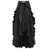 Женские платья в стиле стимпанк, готическая юбка с запахом, викторианский панк, сетчатая пиратская длинная юбка на шнуровке с рюшами
