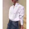 Chemises Femmes S Blouses Toteme Broidered Cotton Lapel Shirt Fall Classic Designer Simple Loose Lot Long Sleeve White Womens Tops 2306