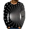 Men's T Shirts 3D Long-Sleeved Round-Neck Street Shirt Crew Neck