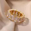 Cluster Ringen Luxe Rechthoek Zirkoon Voor Vrouwen Vergulde Roestvrij Stalen Ring 2023 Trend Engagement Bruiloft Esthetische Sieraden Anillos