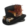 Berets kawa steampunk top hat wełna kobiety mężczyźni fedora ręka okulary ręczne okulary piórkowe magiczne cosplay imprezowe czapki kropla