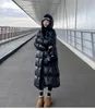 ウィンターホワイトグースダウンブラックゴールド拡張ジャケットファッショナブルなフード付きコートジャケット女性用