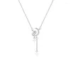 Pendant Necklaces Fashion Selling Silver Color Shiny Zircon Moon Meteor Women's Necklace Gift XL914