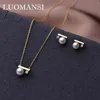 Necklaces Luomansi Natural Freshwater Pearl Diamond Balance Earrings Pendant Necklace S Sterling Sier 8k Gold Party High Jewelry Set