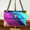 Kurt Geiger Handbag Leather Rainbow Bag Luxury Classic Flap Purse London Tote Designer Women Women Crossbody Shourder Man Clutch Slingチェーンハートバッグ