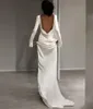 Новейшее свадебное платье 2024 года, атласное платье-футляр для невесты с длинными рукавами и длинной открытой спиной, свадебные платья на заказ, большие размеры, Vestidos De Novias