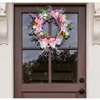 Decorative Flowers Festive Christmas Wreath Front Door Decoration With Bow Decor