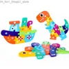 Sortowanie gniazdowania Łapania Montessori Baby Puzzle Educational Toys for Children Wood Jigsaw Puzzle Puzzle Puzzles Animal Puzzles dla dzieci 1-3 y Q231218