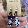 Hoop Earrings Unique Fabric Flower Handmaking Dyeing Blue Fashion Boho Ethnic Earring Statement Jewelry Wholesale