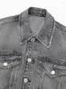 Vestes Femmes Mode Denim Gris Pour Femmes Tournez Col Avec Poche Boutonnée Veste À Manches Longues Femme Streetwear Vintage Outwear