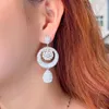 Boucles d'oreilles pendantes CWWZircons 2023, gouttelettes d'eau de luxe, Zircon cubique, grand et Long mariage pour mariées, bijoux africains CZ CZ530