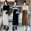 Skirts Skorts Cashmere Knitted Maternity Skirts Autumn Winter A Line Slim Bottoms Clothes for Pregnant Women Casual High Waist Belly Pregnancy 231218