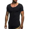 Erkek Suit B1462 Kısa Kollu Katı T-Shirt Sıradan Yaz Top Tee Gömlek Erkek Fitness