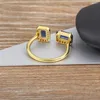 Cluster Rings AIBEF Elegant Women Blue Square Crystal Daity Accessories High-quality Gold Color Bands Adjustable Fashion Jewelry