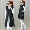 Kvinnors västar 2023 Autumn Winter Women Long Parkas Vest Warm Hooded Down Coat Parka damer ärmlös Waistcoat Jacket Outwear 231218