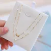 Gargantillas NYMPH 18K Oro Natural Collar de perlas de agua dulce Sólido Pequeña bola Joyería de oro Genuino AU750 para mujeres Buen regalo X612 231218