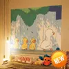 Anime tapestry vägg hängande söta roliga anka mor barn hippie kawaii rum dekor tapestry estetik för tjej tonåring rummet dekoration