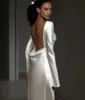 Newest Wedding Dress 2024 Sheath For Bride Satin Full Sleeves Long-Open Back Bridal Party Gowns Custom Made Plus Sizes Vestidos De Novias