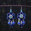 Hoop Earrings Unique Fabric Flower Handmaking Dyeing Blue Fashion Boho Ethnic Earring Statement Jewelry Wholesale