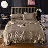 Bedding sets High End Home Emulation Silk Satin Set Luxury Single Double Duvet Cover Quality King Queen Size Sets 231218