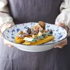 Piatti Set da tavola in ceramica sfusa Gingillo in porcellana bianca e blu Vajillas Completo da tavola da cucina