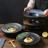 Tallrikar 1st Retro Ceramic Saucer Round Deep Soup Pasta Straw Hat Commercial Spaghetti Western Sallad Plate Japanese Style Rishes