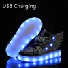 Athletic Outdoor Spring Fashion Children Luminous Glowing Sneakers White Pink Led Light Kids Shoes Boys Girls Wing USB Laddar 231218