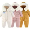 Kledingsets -30 graden Winter Baby Snowsuit Plus Fluwelen Baby Jumpsuit Jongens Overalls Warm Kinderset Waterdicht Dikker Kinderjas 1-5 jaar 231218