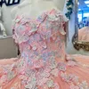 Rosa Prinzessin Ballkleid Quinceanera Kleider 2024 Perlen Applikationen Spitze Pailletten Süßes 16 Kleid Vestidos De 15 Jahre