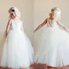 Girl Dresses Simple Ivory Puffy Flower Tulle Sleeveless Jewel Neck For Wedding Birthday Party Holy Communion Customize Gowns